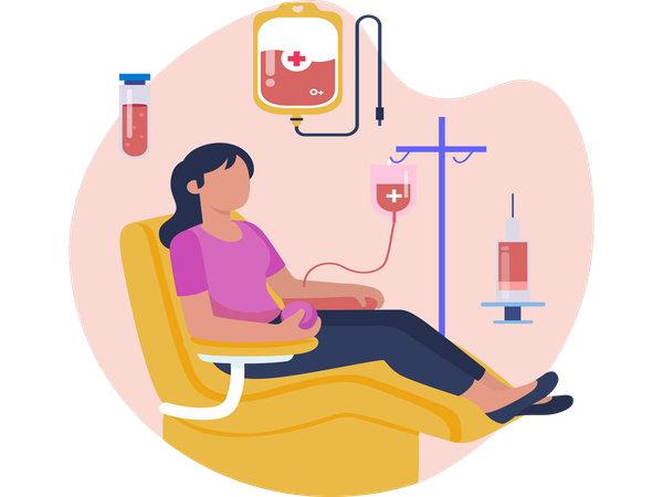 Mujer donando sangre  Ilustración