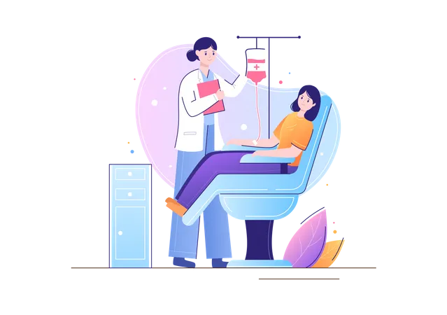 Mujer donando sangre  Ilustración