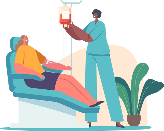 Mujer donando sangre  Ilustración