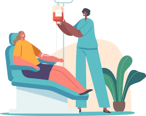 Mujer donando sangre  Ilustración