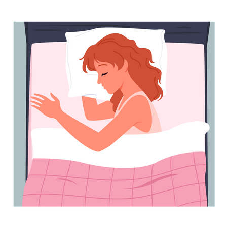 Mujer durmiendo en la cama  Ilustración