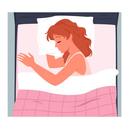 Mujer durmiendo en la cama  Ilustración