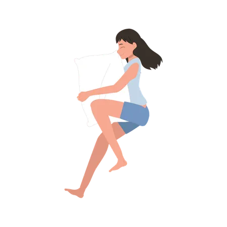 Mujer durmiendo en una cama  Ilustración