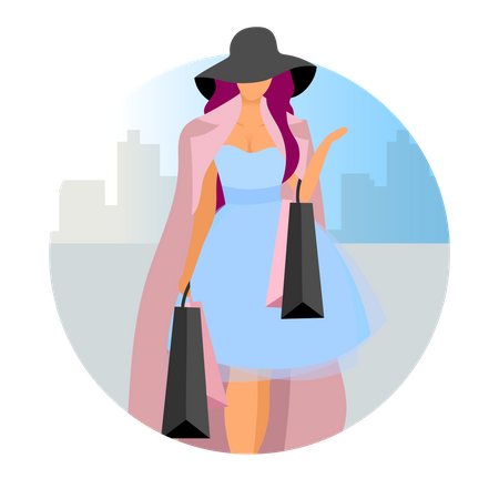 Mujer elegante haciendo compras  Illustration