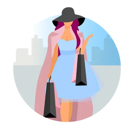 Mujer elegante haciendo compras  Illustration