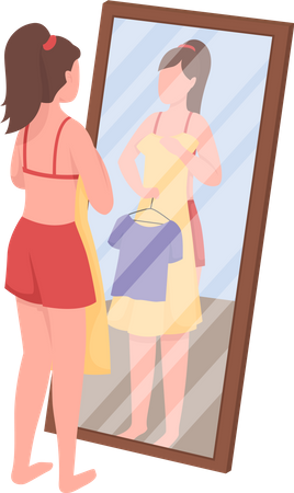 Mujer eligiendo ropa  Ilustración