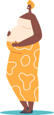 Mujer Embarazada Africana Esperando Bebé  Ilustración