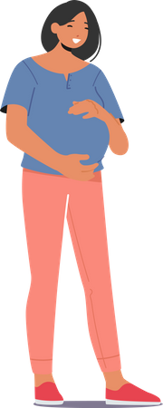 Mujer embarazada asiática  Ilustración