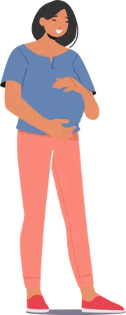 Mujer embarazada asiática  Ilustración