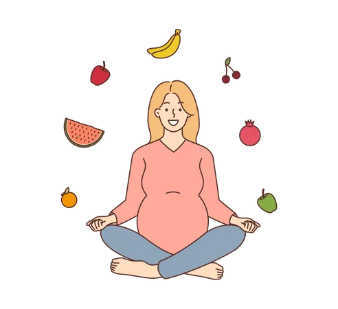 Mujer embarazada con fruta  Illustration