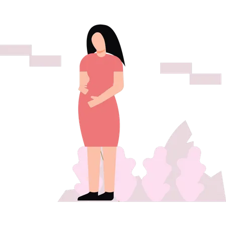 Mujer embarazada de pie  Ilustración