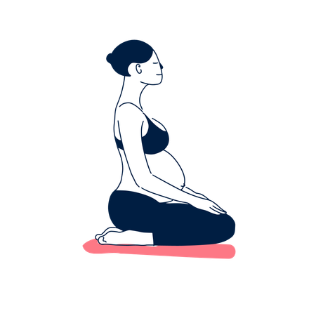 Mujer embarazada haciendo ejercicio de yoga  Ilustración