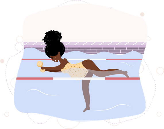 Mujer embarazada haciendo ejercicio en la piscina  Ilustración