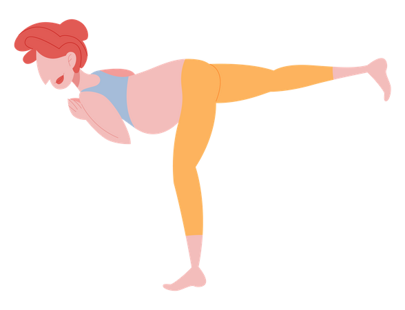 Mujer embarazada haciendo estiramientos de piernas  Ilustración