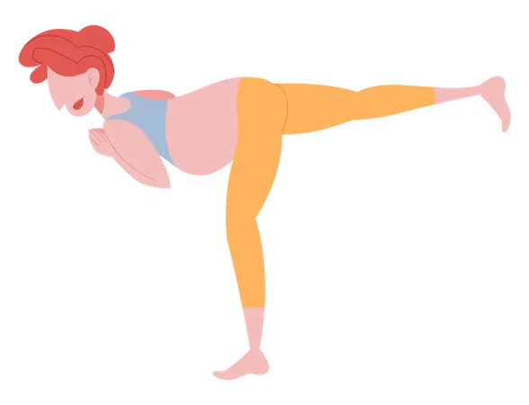Mujer embarazada haciendo estiramientos de piernas  Ilustración