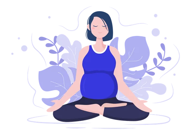 Mujer embarazada haciendo meditación  Ilustración