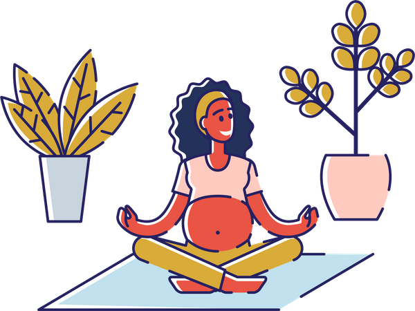 Mujer embarazada haciendo meditación  Ilustración