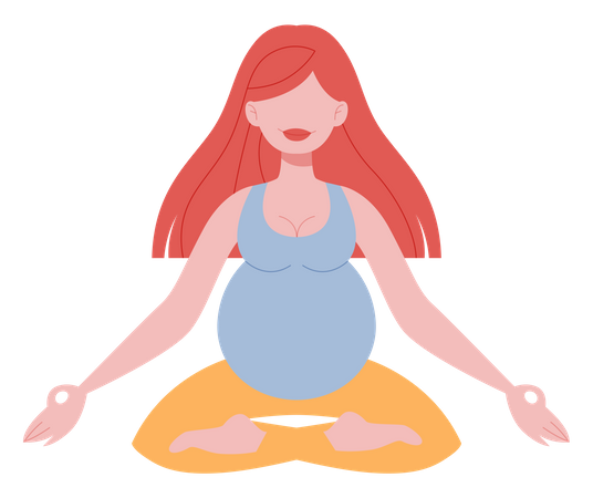 Mujer embarazada haciendo meditación  Ilustración