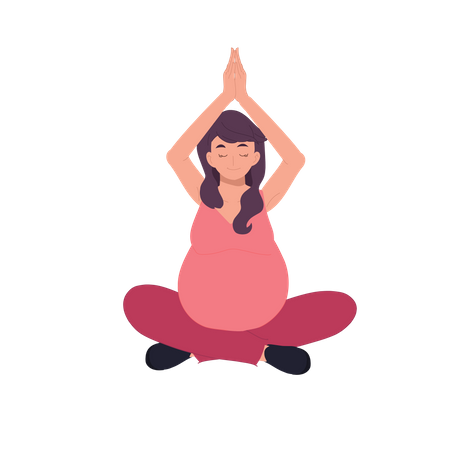 Mujer embarazada haciendo meditación  Ilustración