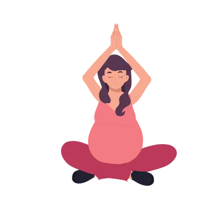 Mujer embarazada haciendo meditación  Ilustración