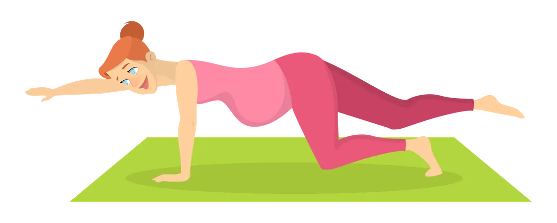 Mujer embarazada haciendo yoga  Ilustración