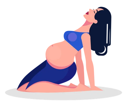 Mujer embarazada haciendo yoga  Ilustración