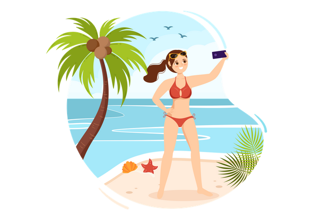 Mujer vistiendo bikini  Ilustración