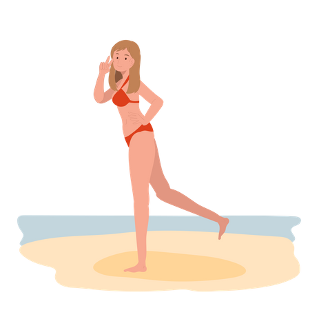 Mujer en bikini  Ilustración