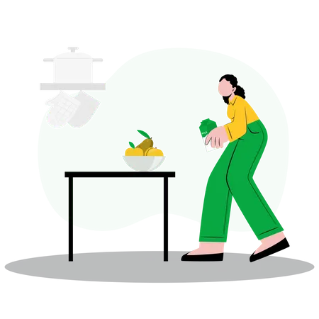 Mujer en la cocina  Ilustración