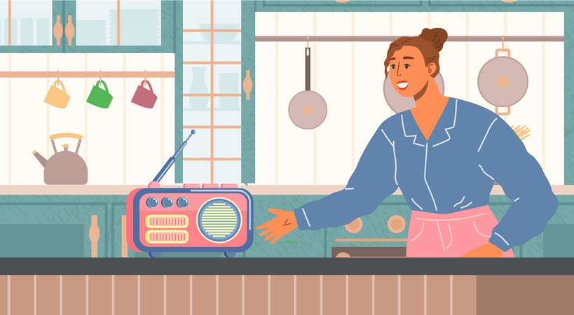 Mujer en la cocina  Ilustración