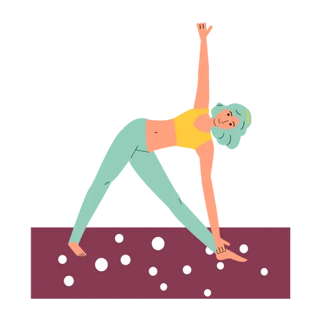 Mujer en pose de yoga de estiramiento  Ilustración