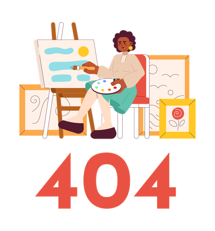 Mujer en estudio de arte pintando cuadro con error  Ilustración