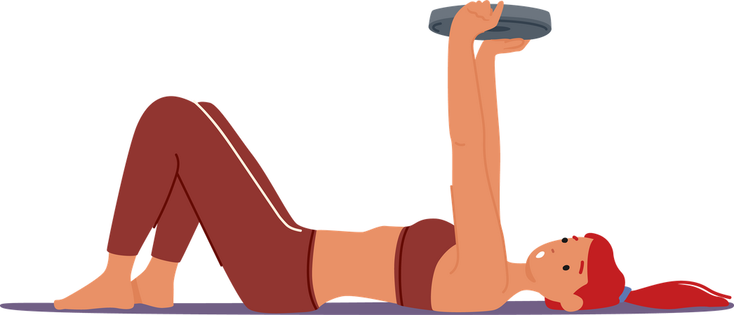 Mujer en forma haciendo ejercicio con mancuernas  Ilustración