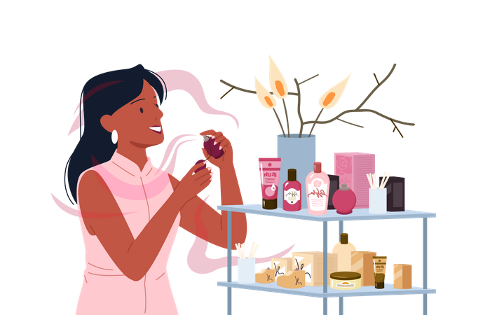 Mujer en perfumería  Ilustración