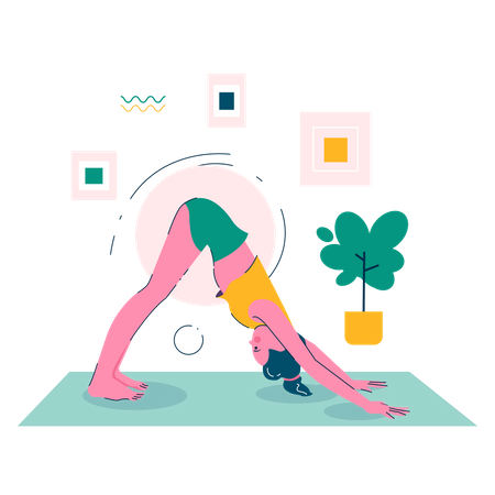 Mujer en pose de estiramiento de Yoga  Ilustración