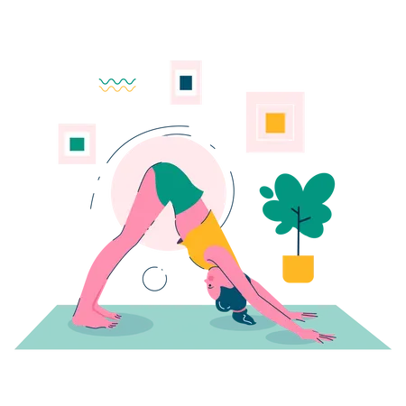 Mujer en pose de estiramiento de Yoga  Ilustración