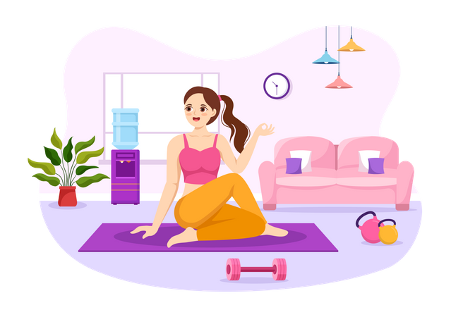 Mujer en pose de yoga  Ilustración