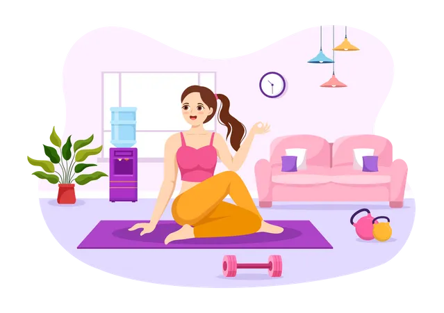 Mujer en pose de yoga  Ilustración