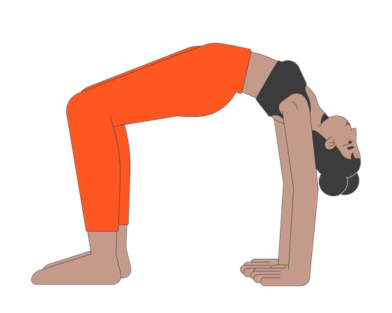 Mujer en postura de yoga de puente  Ilustración