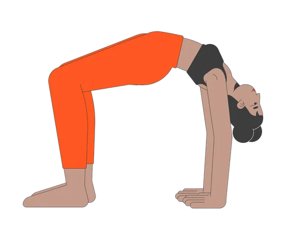 Mujer en postura de yoga de puente  Ilustración