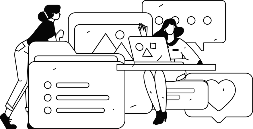 Mujer haciendo una reunión de negocios digital  Ilustración