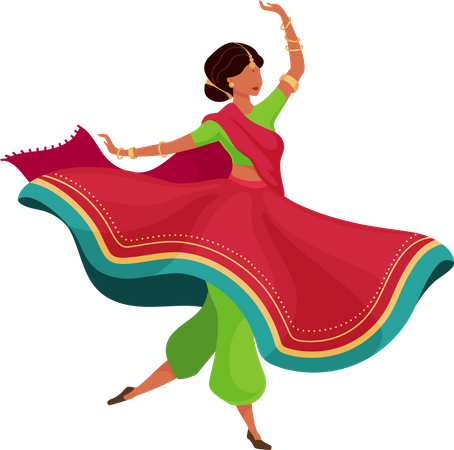 Mujer en sari que fluye  Ilustración