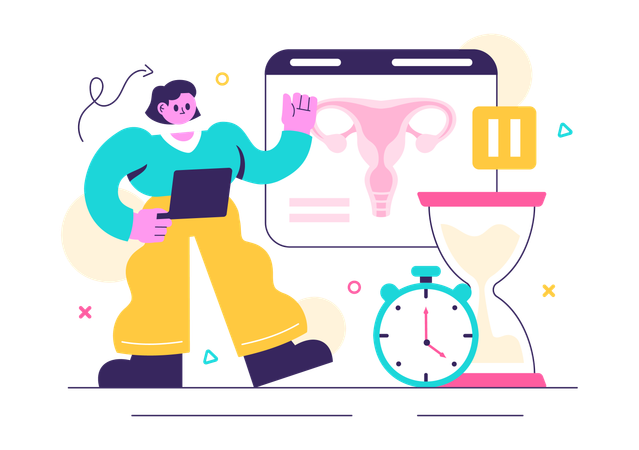 Mujer que realiza terapia de reemplazo hormonal  Ilustración