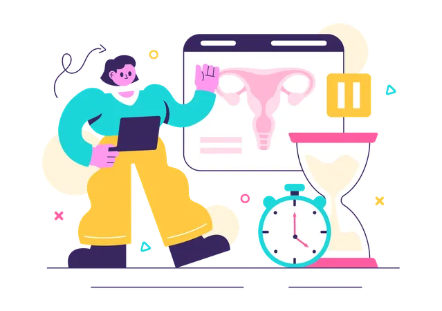 Mujer que realiza terapia de reemplazo hormonal  Ilustración