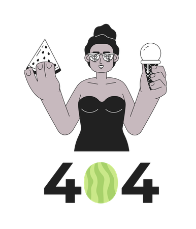 Mujer en traje de baño comiendo helado  Ilustración