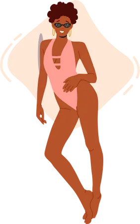 Mujer vistiendo traje de baño posando para una foto  Ilustración