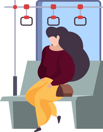 Mujer en tren  Ilustración