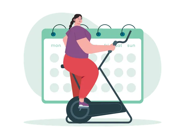 Mujer en un régimen de ejercicios físicos  Ilustración