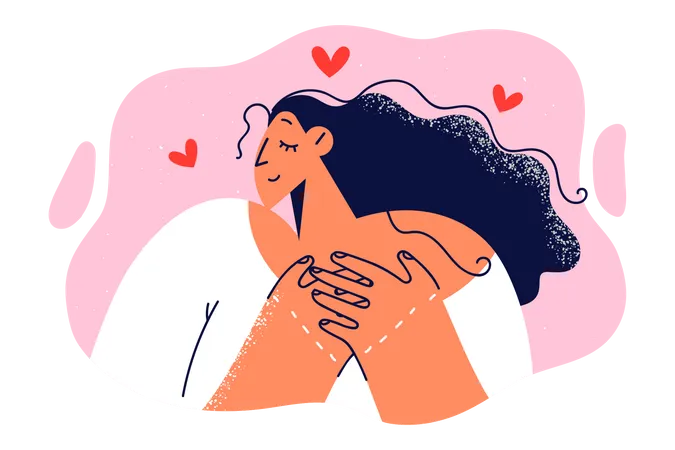 Mujer enamorándose  Ilustración