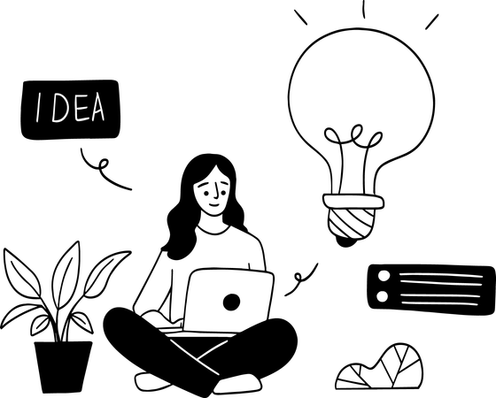 Mujer encontrando idea  Ilustración